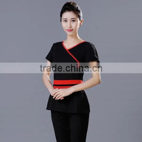 Custom Juqian Brand Chantilly Cotton and Polyester Mix Beauty SPA Uniform Suit photo-3