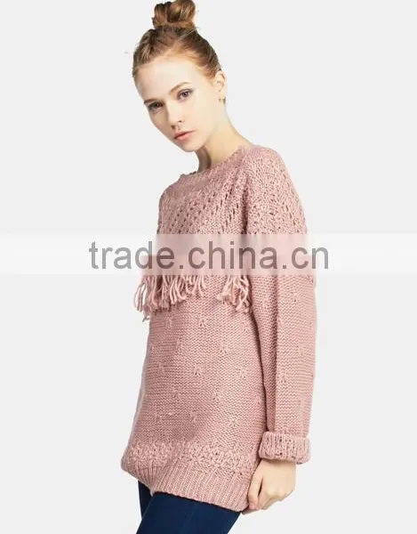 2017 Trendy Wholesale Woman Free Knitted Loose Sweater Patterns With Custom Made photo-2