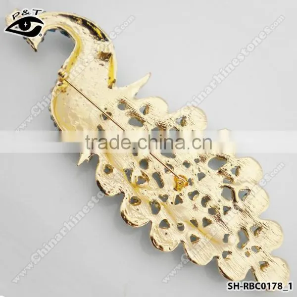 Peacock Blue Rhinestone Brooch Pins Blue Zircon Color Brooches for Garment photo-2