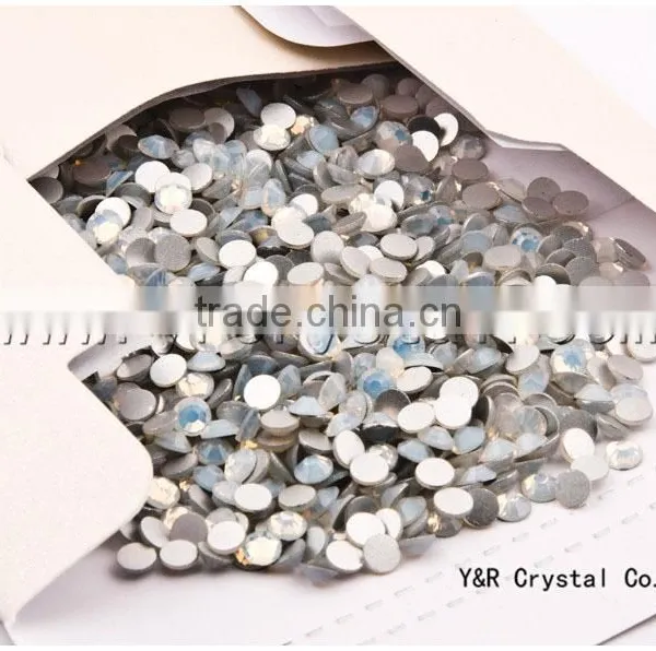 White Opal Nail Art Glass Rhinestone Silver Flat Back Rhinestones photo-4