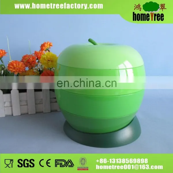 2.13L Green Apple Shape Rotate Sectional Plastic Food Container photo-2