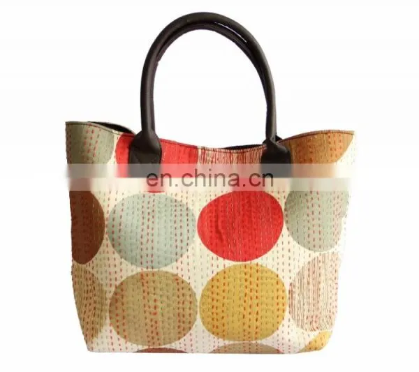 Traditional Kantha Work Multi Cotton Leather Women Shoulder Bag photo-4