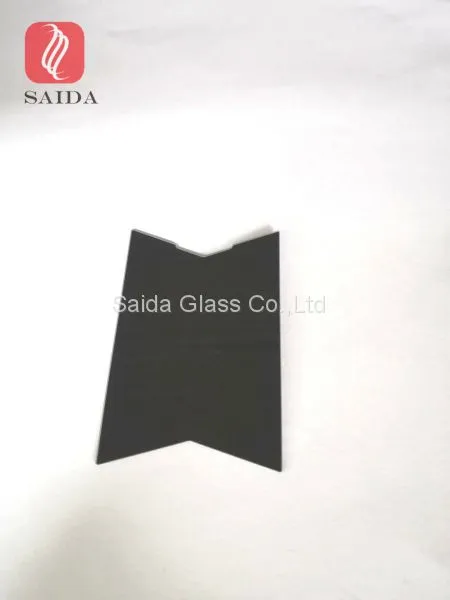 0.7mm Chemical Strengthened Custom OEM Cut to Size Irregular Shape V Shape Glass With Semi-transparent Black Color photo-3