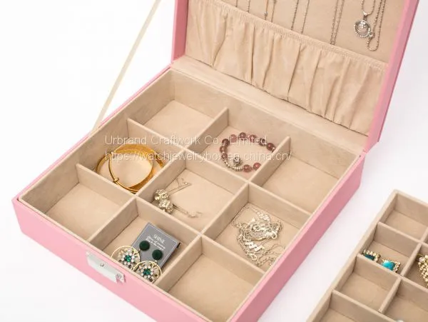 Square Large Capacity Fresh and Simple PU Flannel Jewelry Box Double-layer Portable High-end Princess Jewelry Storage Box photo-4