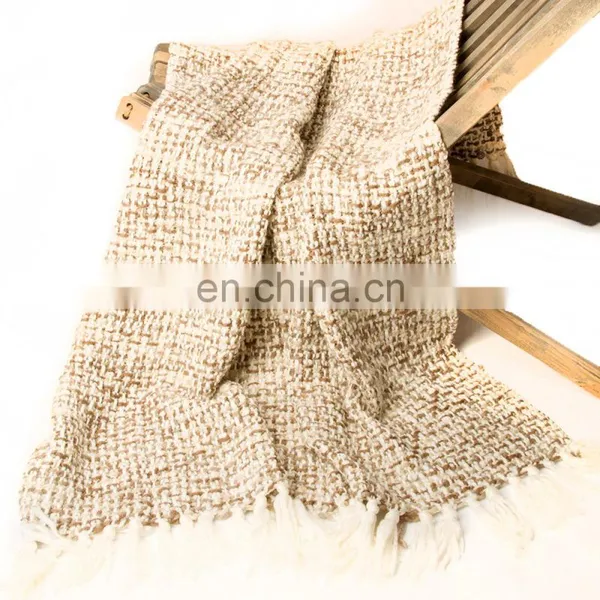 High Quality Stock Products Decorative 50*60'' Woven Throw Blanket With Tassels photo-2