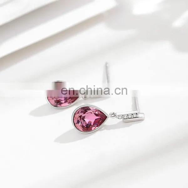925 Sterling Silver Needle Heart Earrings Made With Austrian Crystals Birthstone Jewelry Gifts for Women photo-3
