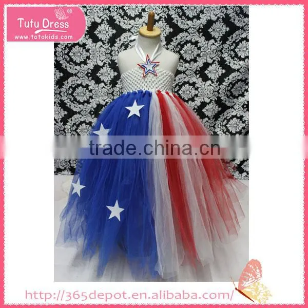 Gauze Five-pointed Star Decoration Fluffy Voile Girl's Dress Children Frocks Designs photo-2
