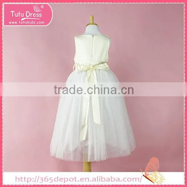 Satin Ribbon Hand Made Baby Girl Dress Flower Girl Dress
