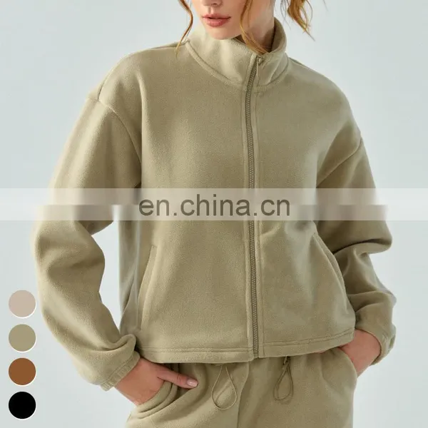 Winter Training Running Sweater Coat Stand Collar Windproof Outdoor Sports Sweatshirts Fleece Zipper Yoga Jacket For Women photo-4