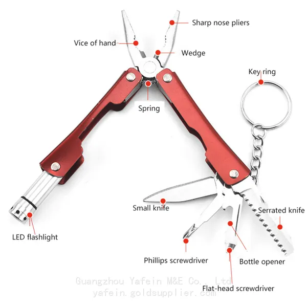 Outdoor Camping Mini Small Portable 9 Kinds of Functions in One Knife Fitter Tool LED Flashlight photo-4