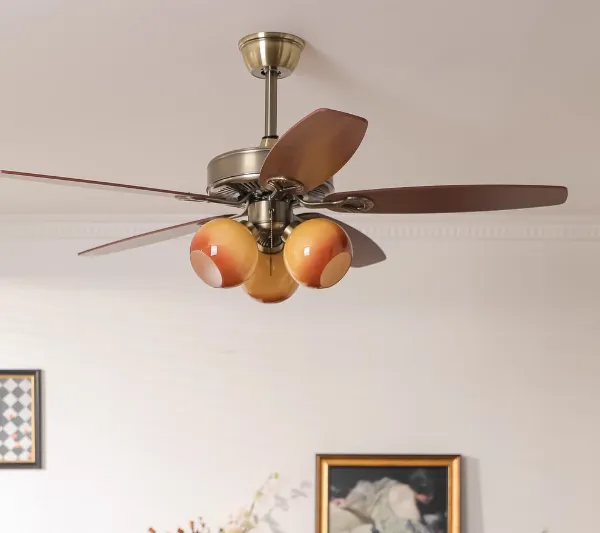 American Style Wooden Leaf Fan Light, Vintage Living Room Light, Caramel Persimmon Restaurant Light, Bedroom Light, （Wechat:13510231336） photo-3