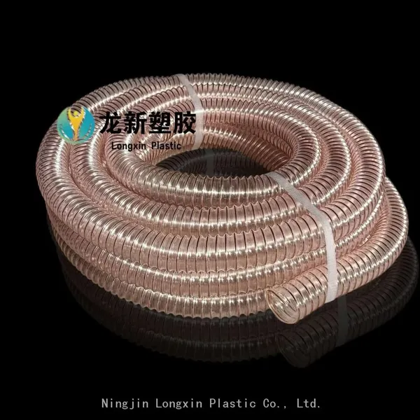 Copper Plated Steel Wire Helix Clear PU Duct Hose for Wooden Industry Vacuum Cleaner Pipe