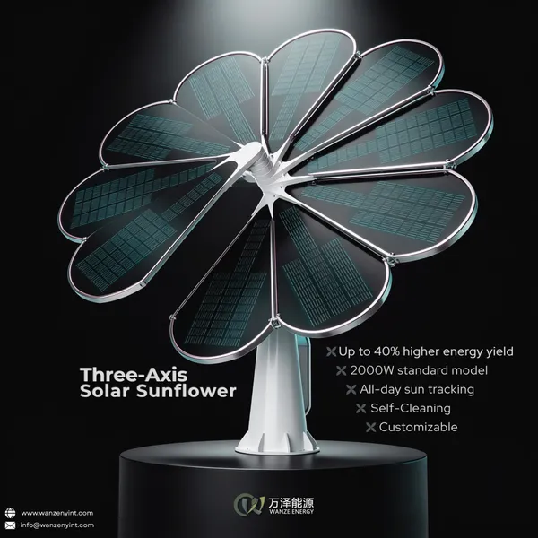 Wanze Energy 2kW Solar Sunflower Three-Axis Sun-Tracking Photovoltaic Power Generation System
