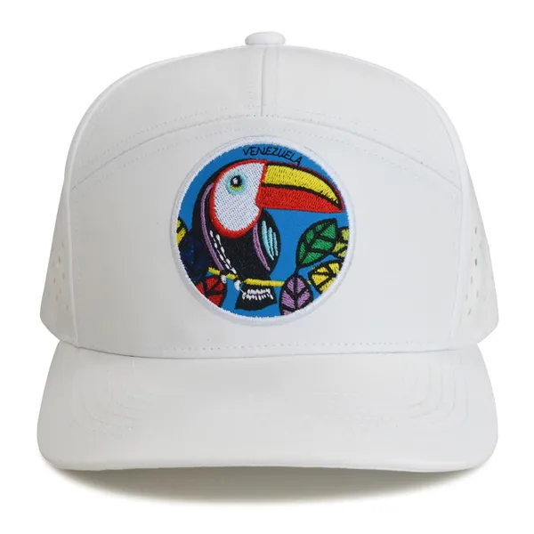 High-End Golf Hat China Manufacturer 7 Panel Leather Patch Baseball Camper Caps photo-2