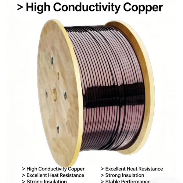 Custom Shaped Flat Enameled Solid Pure Copper Wire 600V Rated IP67 -55~250 for Inductor & Motor Coil Winding photo-2