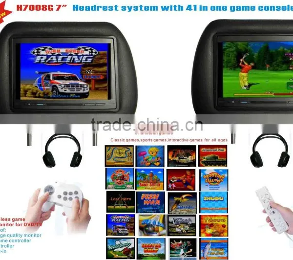H-7008G 7" Car Headrest LCD Monitor With 16 Bit Game Console Built-in