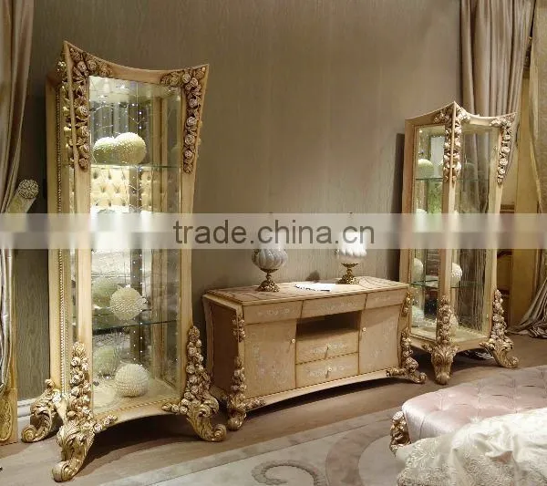 Italian Luxury Bedroom Furniture Set High Back Bed With Hand Carving photo-3