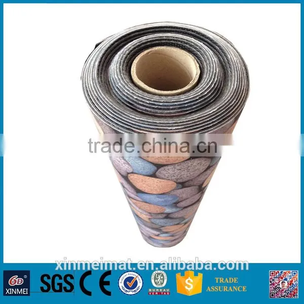 Cobblestone Printed Brushed Fabric Pvc Carpet Roll photo-3