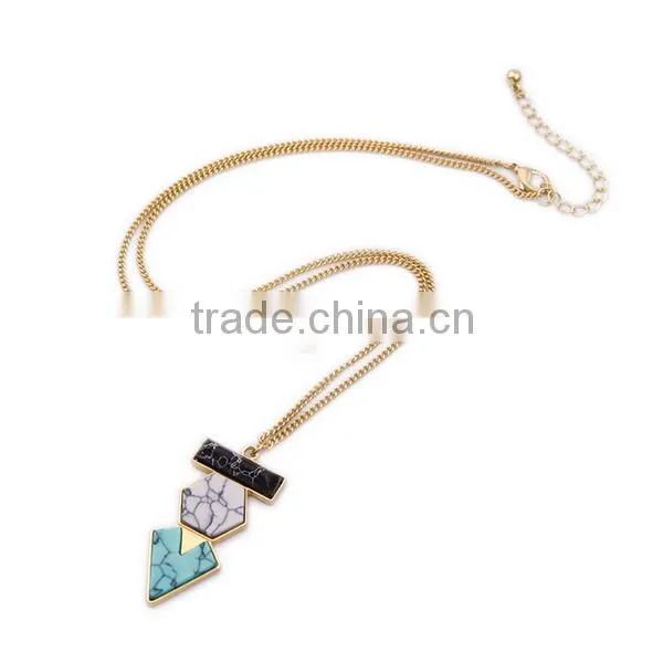 Triangle Turquoise Stone Pendant Necklace photo-2