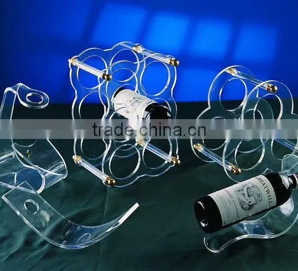 Home Design Clear Acrylic Decoration Waving White/Red Wine Bottle Display Rack Beverage Storage Houseware Acryl Plastic Holder photo-2