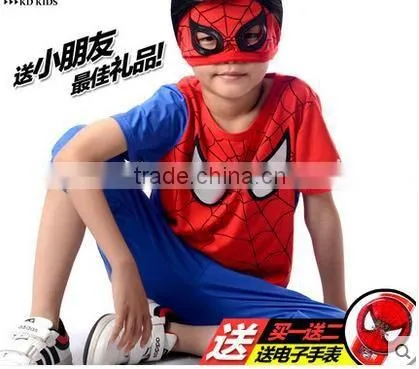 The 2015 Boys in the Summer Wear Suits New Children Children Cartoon Short Sleeved Spider Man Two Piece photo-2