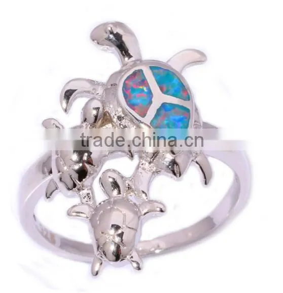 Unique Synthetic Fire Opal 925 Sterling Silver Opal Turtle Engagement Rings photo-3