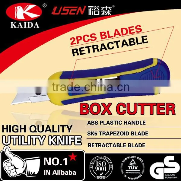 Stationery Cutter Auto Retractable Safety Box Trapezoid Blade Plastic With Rubber Grip Handle Cutter photo-6