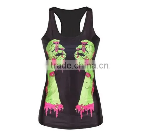 Sexy Women 3D Graphic Digital Printed Stretch Skinny Punk Vest Tank Top photo-6