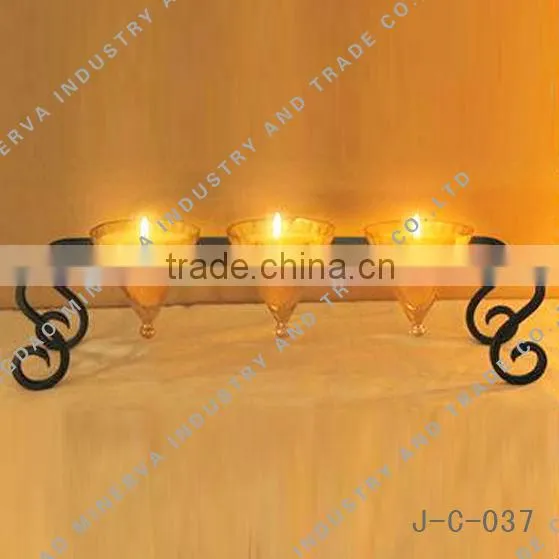Factory Customize Metal Candle Holder and Glass Cup