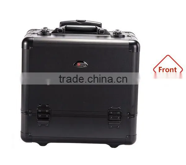 4 in 1 Makeup Trolley Black Professional Cosmetic Rolling Makeup Case photo-2