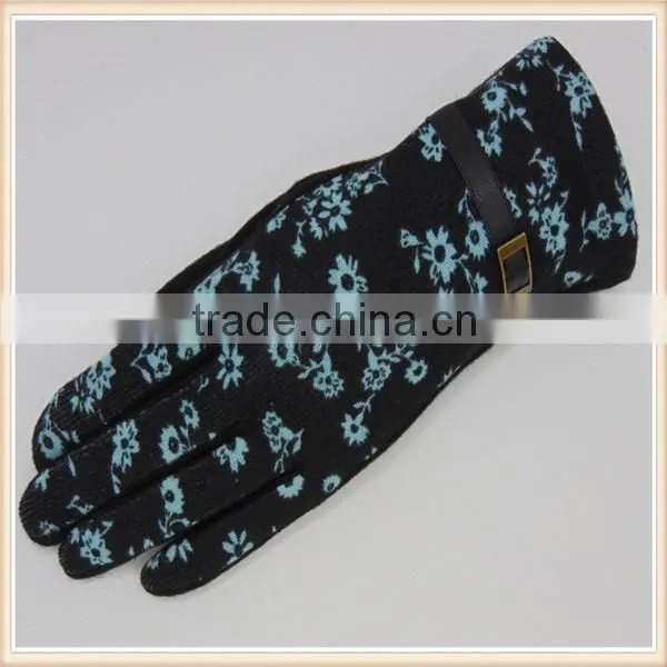 Florar Print 100% Fleece Cycling Wool Gloves photo-3