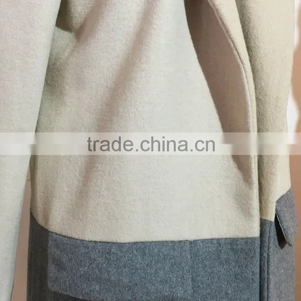 2016AW Woolen Garment Customized Woman's Fashion Long Coats Two Tone Joint photo-4
