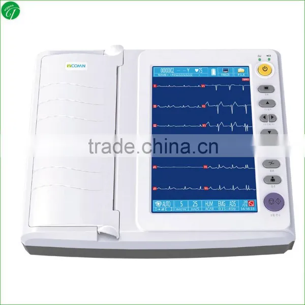CE Certificated 12 Channel Color Touch Screen Digital Electrocardiograph ECG photo-3