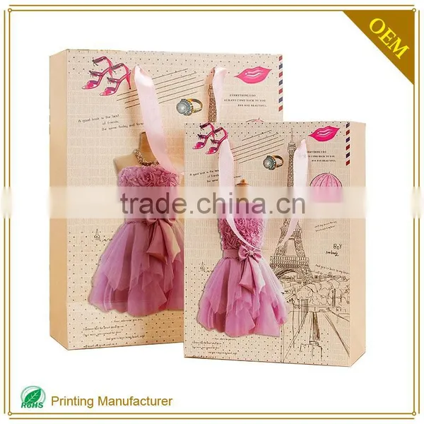 Purple Luxury Paper Hand Bag Shopping Packaging Gold Logo Custom Printing photo-3
