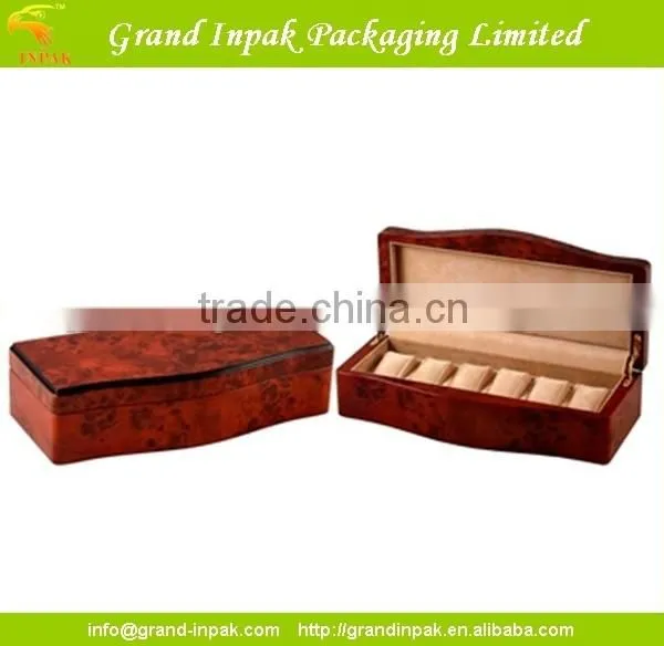Stylish Solid Wooden Watch Dispaly Box With Paper Veneer