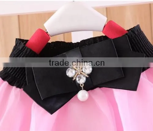 Baby Kids Children Girl's Wear Elastic Waist Bow Bead Decoration Short Pleated A-line Cute Sweet Skirt photo-3