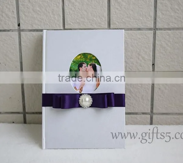 Wedding Guest Books With Silk Cover and Ribbon photo-3
