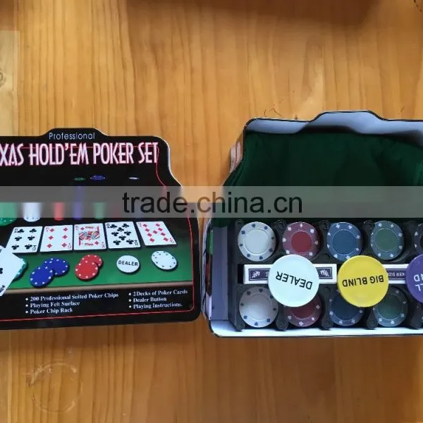 Texas Hold'em Poker Set, Casino Poker Set,200 Chips Clay Chips