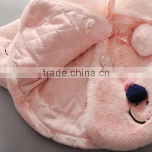 China Qualified Good Kids Children Baby Winter Coat Jacket With Embroidered Smile Face and Pompom Ball photo-5