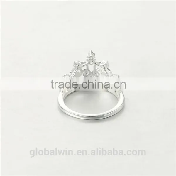 Fine Jewelry European Design Pure Silver Clear CZ Crown Ring photo-4