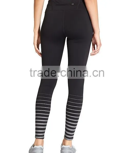 Women Compression Reflective Print Tight Hidden Key Pocket Adult Training Pants photo-2