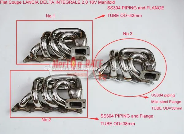 Mertop Race T3 FLANGE 38mm OD COLLETTORE DI SCARICO MANIFOLD FOR LANCIA DELTA INTEGRALE 2.0 16V Fiat Coupe photo-2