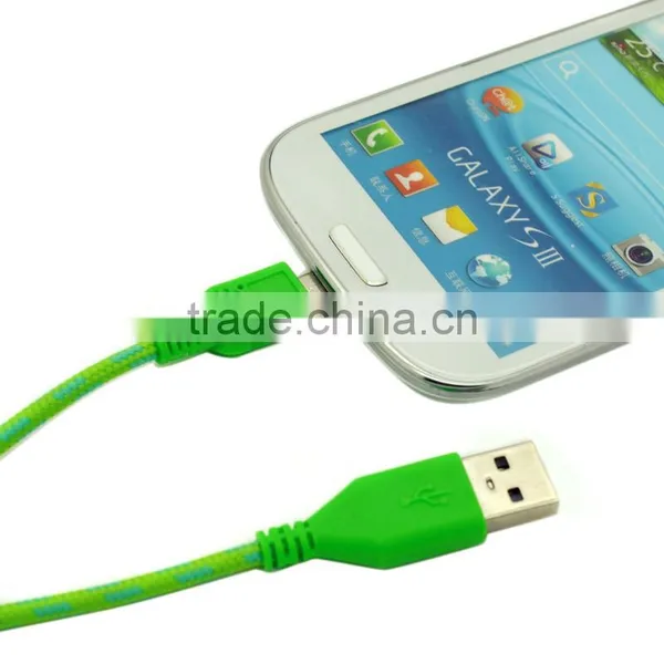 2015 Wholesale Colorful Micro Usb Cable for Blackberry/HTC/Samsung,2M 6FT Fabric Nylon Braided Micro Usb Cable(white) photo-4