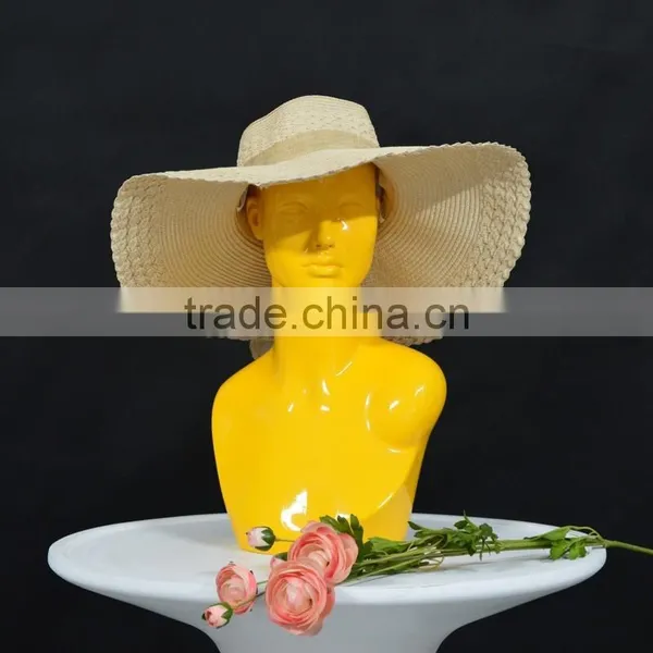 Fashion Fiberglass Yellow Female Mannequin Head For Scarf Display photo-4