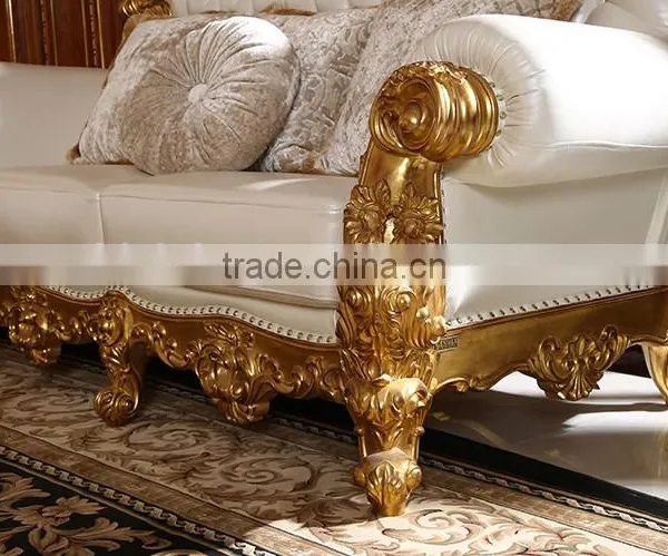 Luxury Classic Golden Antique Full Solid Wood Sofa Set, Wedding Sofa For Bride And Groom(MOQ=1 SET) photo-5