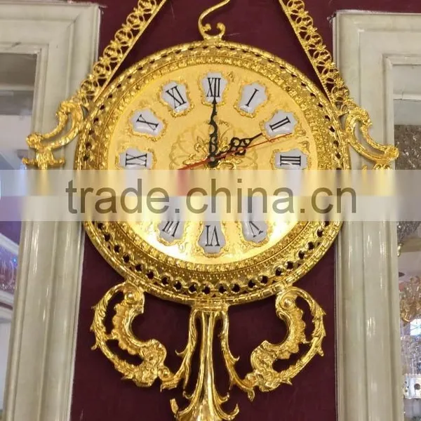 Luxury Gold Plated Wall Clock, French Louis XV Style Gilt Bronze Wall Hanging Clock photo-3