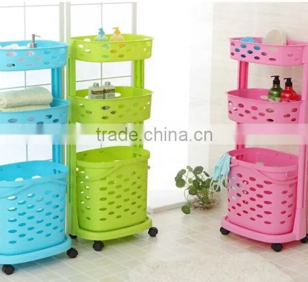 Plastic Basket Trolley for Laundry Sorting photo-3