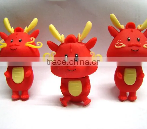 Wholesale PVC Soft Rubber Creative Usb Stick Cute Cartoon Dragon Zodiac Usb Sticker photo-2