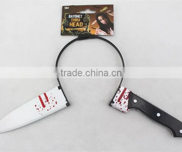 Halloween Bloody Knife Headband Bayonet Thru Head photo-3