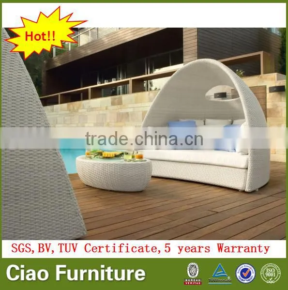 Hot Sale Garden Rattan Furniture Round Bed With Canopy photo-2